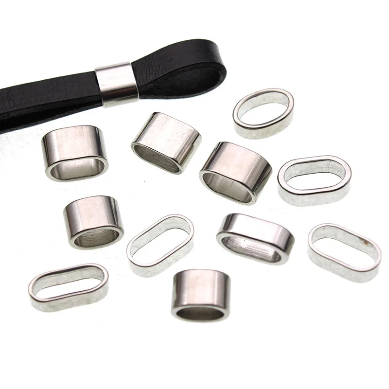 10pcs Stainless Steel Metal Big Hole Tube Spacer Beads for Jewelry Making Fit Charm Leather Bracelet DIY Handmade Findings