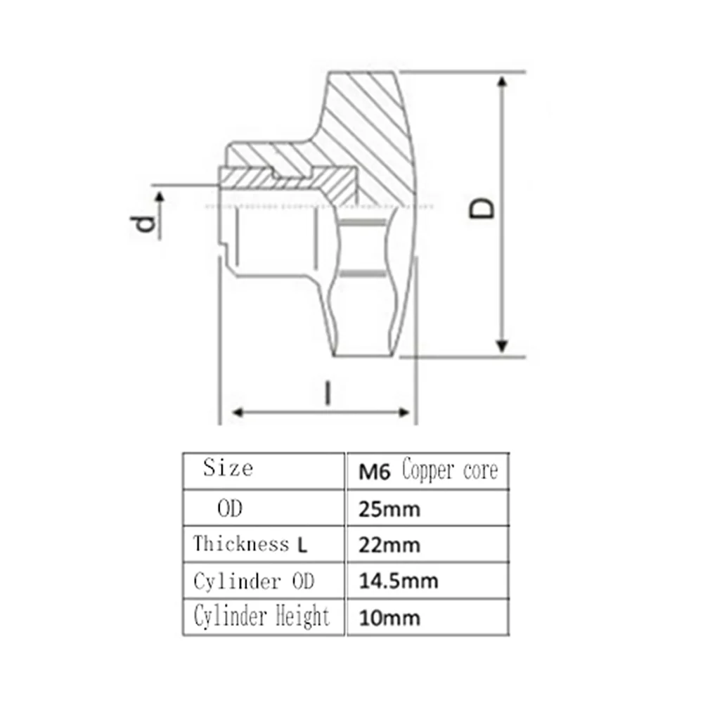 5Pcs M6 Plum Bakelite Hand Tighten Nuts Handle Star Mechanical Black Thumb 25 OD