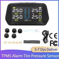 Alarm Tire Pressure Sensor Reliable Durable Monitoring System Solar Power Auto Security Tyre Pressure Control TPMS for 5 Tires