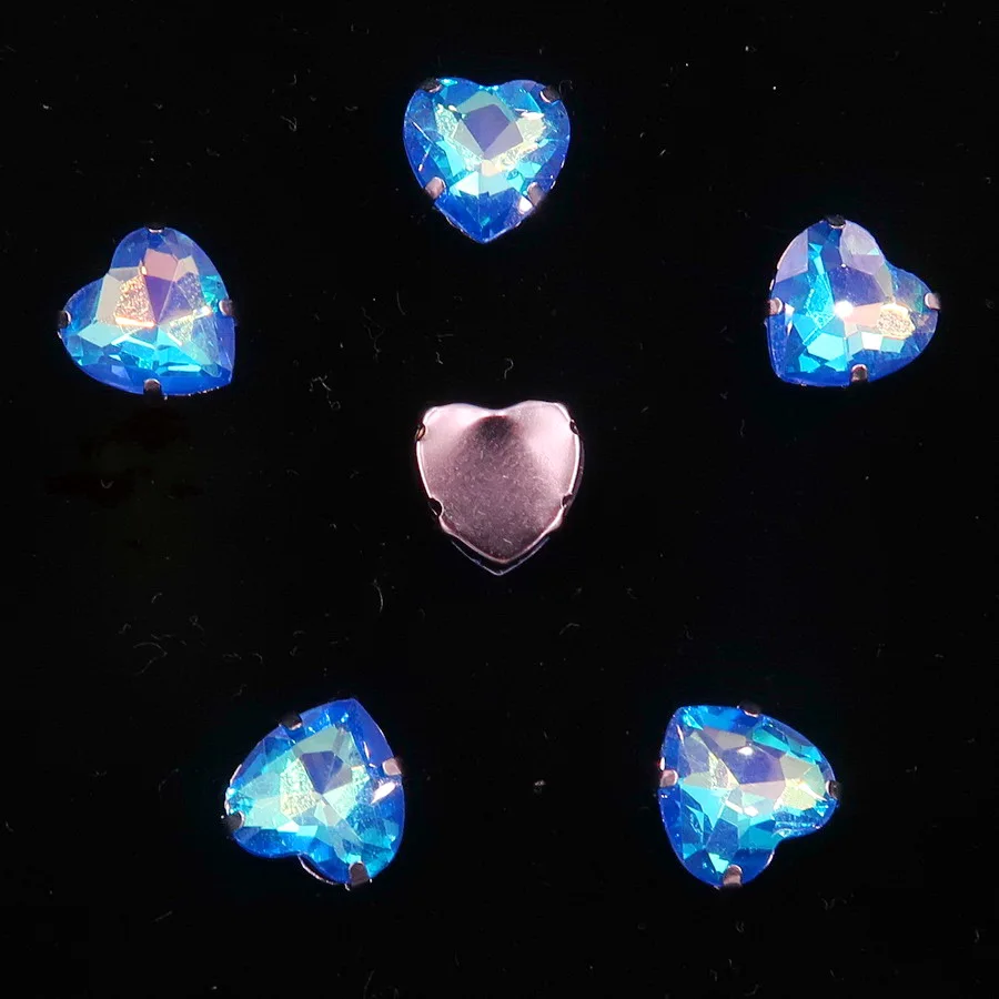 Herzförmige 20 Stück/Packung 10mm Silber Krallenfassungen Jelly Candy Glas Kristall Aufnähbare Strassperlen für Hochzeitskleider, Taschen, Schuhe, DIY-Verzierungen – Detail 13