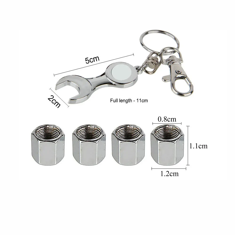 5Pcs/Set Footprint Style Anti-theft Car Wheel Air Tire Valves Tire Valve Caps Stem  with Wrench Keychain Ring Spanner New