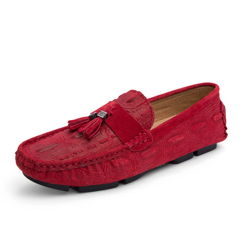 

Luxury Designer Shoes Loafers Men Zapatos De Hombre Slip-On Mens Shoes Casual Male Red Driving Moccasins Suede Leather Loafer