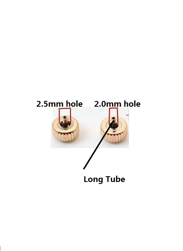 3.5mm 4mm 4.5mm 5mm 5.5mm 6mm 6.5mm 7mm Head Diameter Rose Gold Color Watch Crown with Long Tube W0732