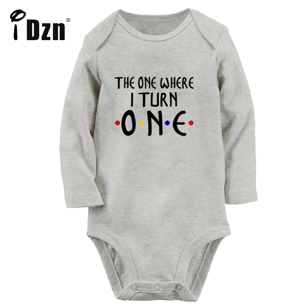 The One Where I Turn ONE Baby Boys Fun Rompers Baby Girls Cute Bodysuit Infant Long Sleeves Jumpsuit Newborn Soft Clothes