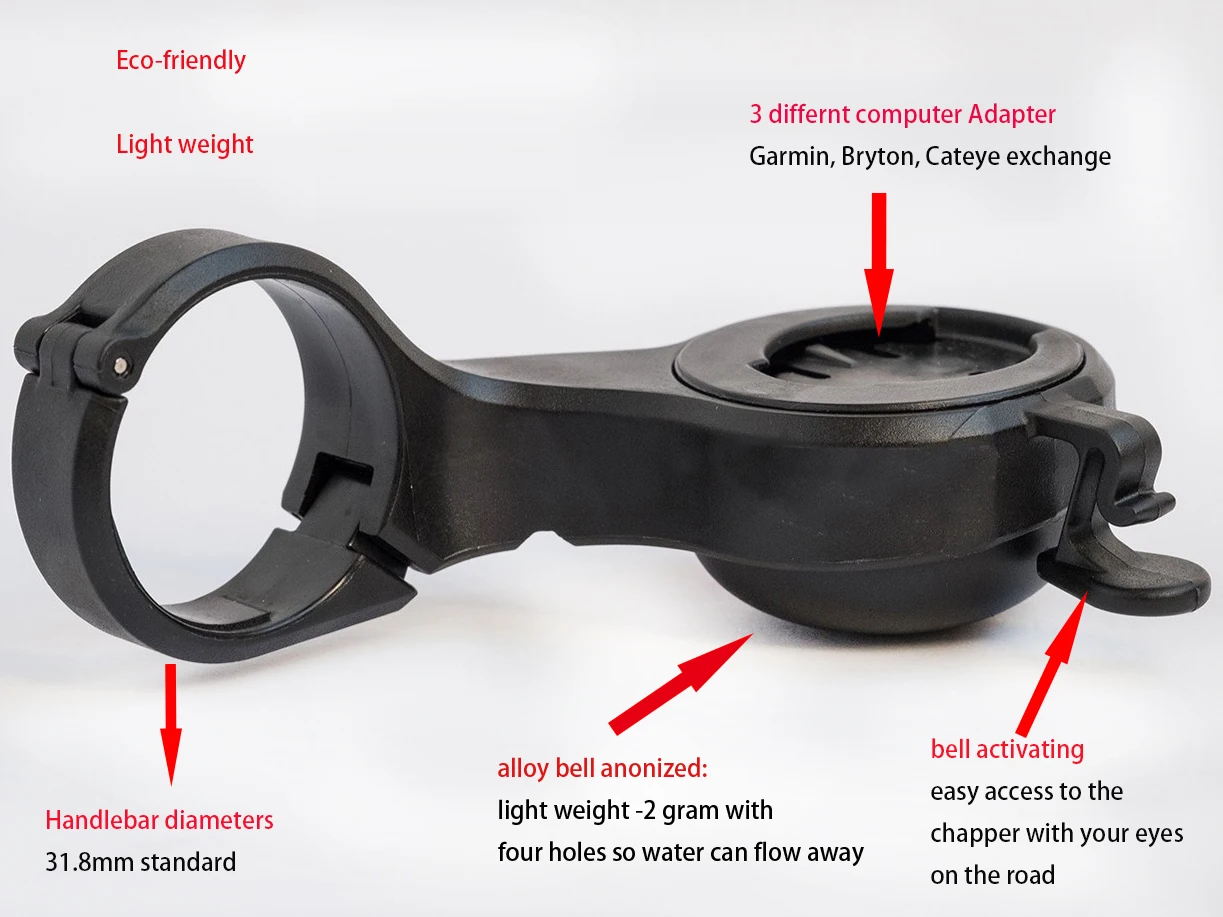 Bicycle Computer Mount With Bike Bell Speedometer GPS Computer Mount Gopro Sport Camera Holder For GARMIN CATEYE Bryton 4 in 1