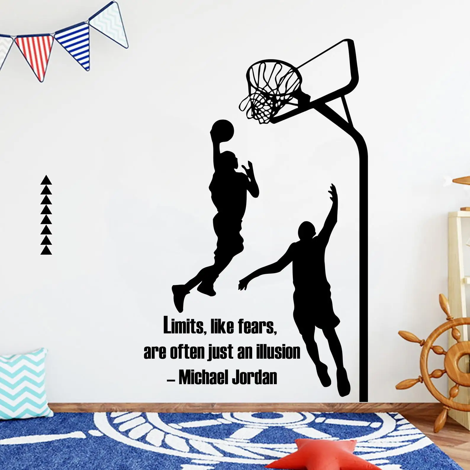 Basketball vinyl wall sticker sport basketball boy basket wall art children room wall decoration home living room decoration l06