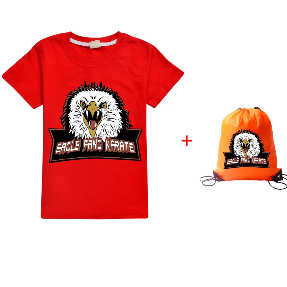 Новинка, футболка для девочек с изображением орла Фана, карате, кобры Кай, футболка из 100% хлопка, мягкие летние топы с коротким рукавом, футболка, одежда для мальчиков и рюкзак
