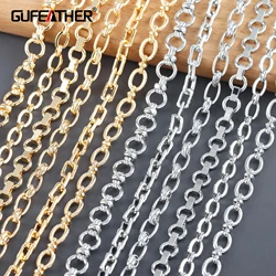 GUFEATHER C265,diy chain,18k gold rhodium plated,copper metal,pass REACH,nickel free,diy bracelet necklace,jewelry making,1m/lot