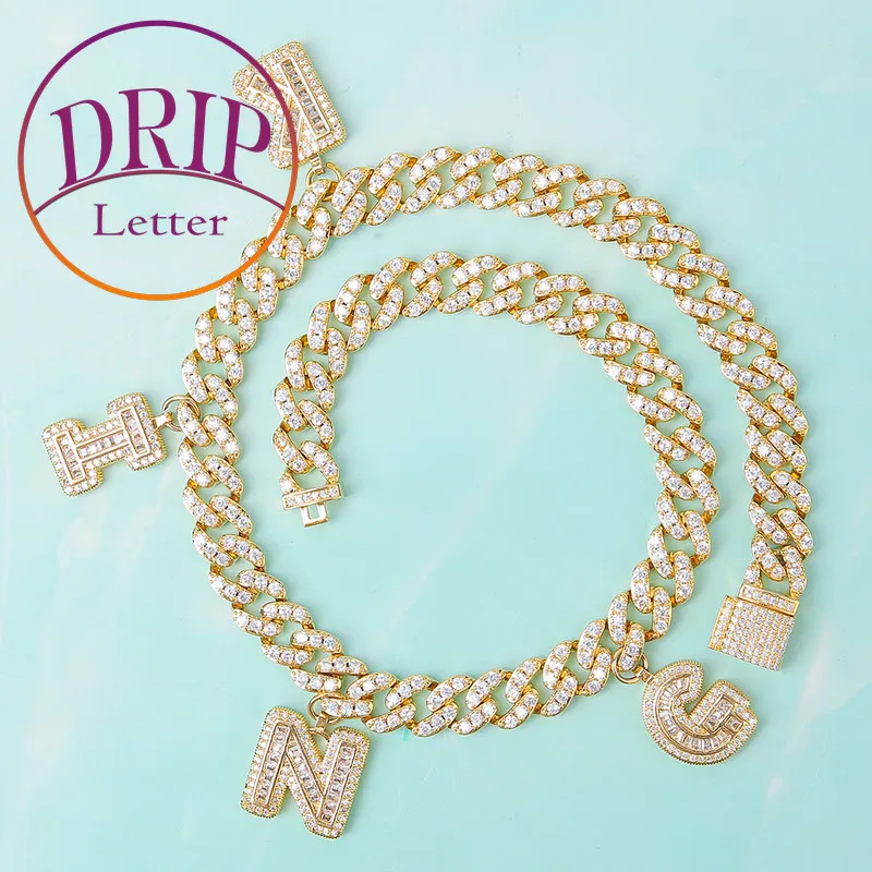 Drip Letter Custom Name Necklace for Men Gold Color Cuban Customized Jewelry Hip Hop Rock Street  Fashion Jewelry 2022 Trend