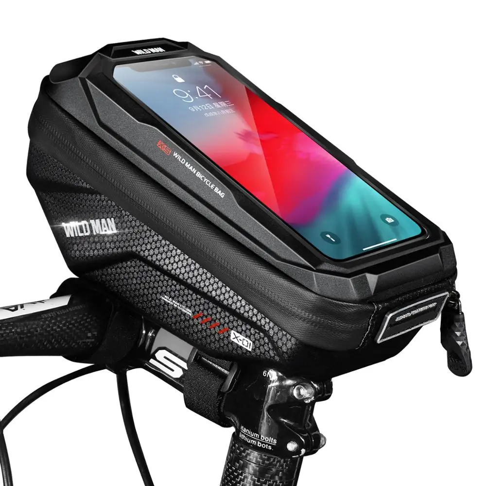 

WILD MAN Waterproof Phone Holder Type Bike Handle Bar Bag with Touch Screen for Phone Below 6.7 Inch…