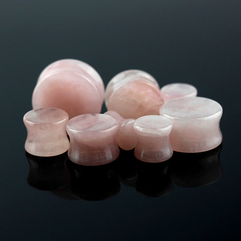 1Pair Pink Spar Ear Plugs Gauges Earrings Women Men Ear Plug Flesh Tunnel Piercing Expander Ear Stretcher Body Piercing Jewelry