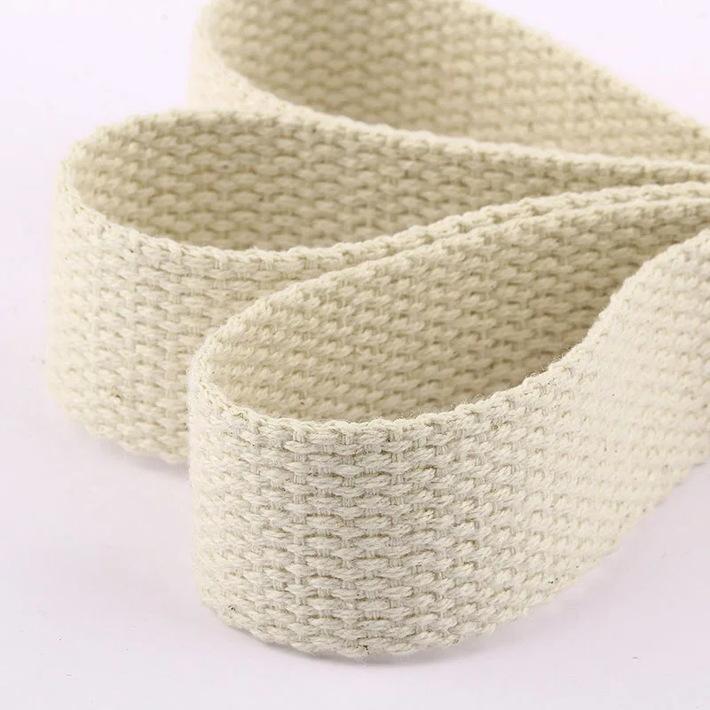 10 Yards 100% Cotton Canvas Webbing Beige 20mm 25mm 38mm Bag Knapsack Sewing Strap Belt DIY Accessories 1.5-1.8mm Thick
