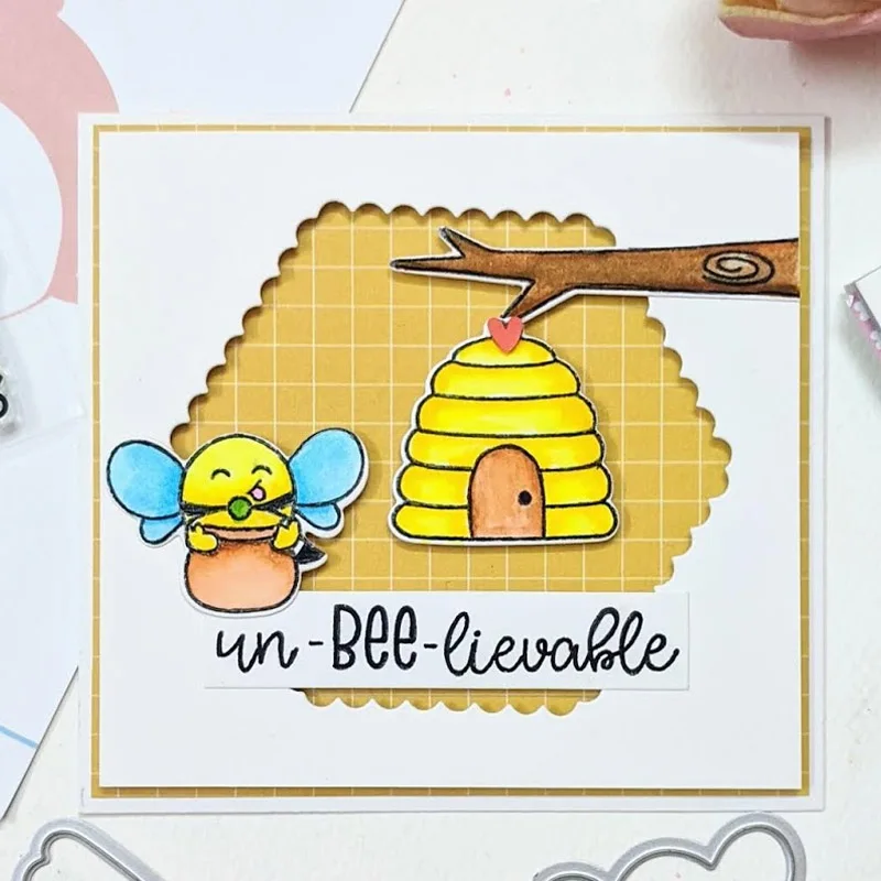 

"Un-bee-lievable" Metal Cutting Dies&Coordinating Stamps For Scrapbooking Craft Die Cut Card Making Embossing Stencil