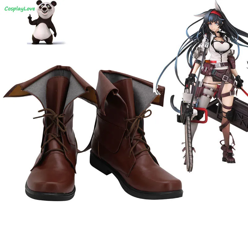 Arknights Cosplay Shoes Blaze Brown Shoes Cosplay Long Boots Leather Custom Made For Party Christmas Halloween