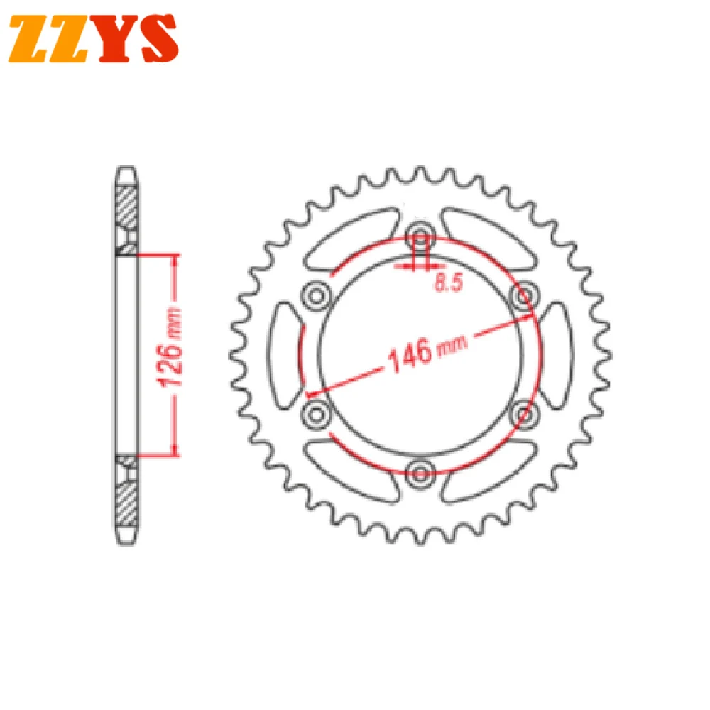 520 42T Rear Sprocket Gear For Kawasaki KLX400 KLX400A KLX400B KLX400R KLX400S KLX 400 For Suzuki TSR125 TS125 TS125R TSR TS 125