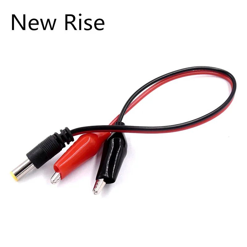 1PC 2 Alligator clip to 1 Male DC Power Plug Connector Adapter 20cm Wire DC 5.5*2.1mm Red Black Clips Crocodile Test Leads