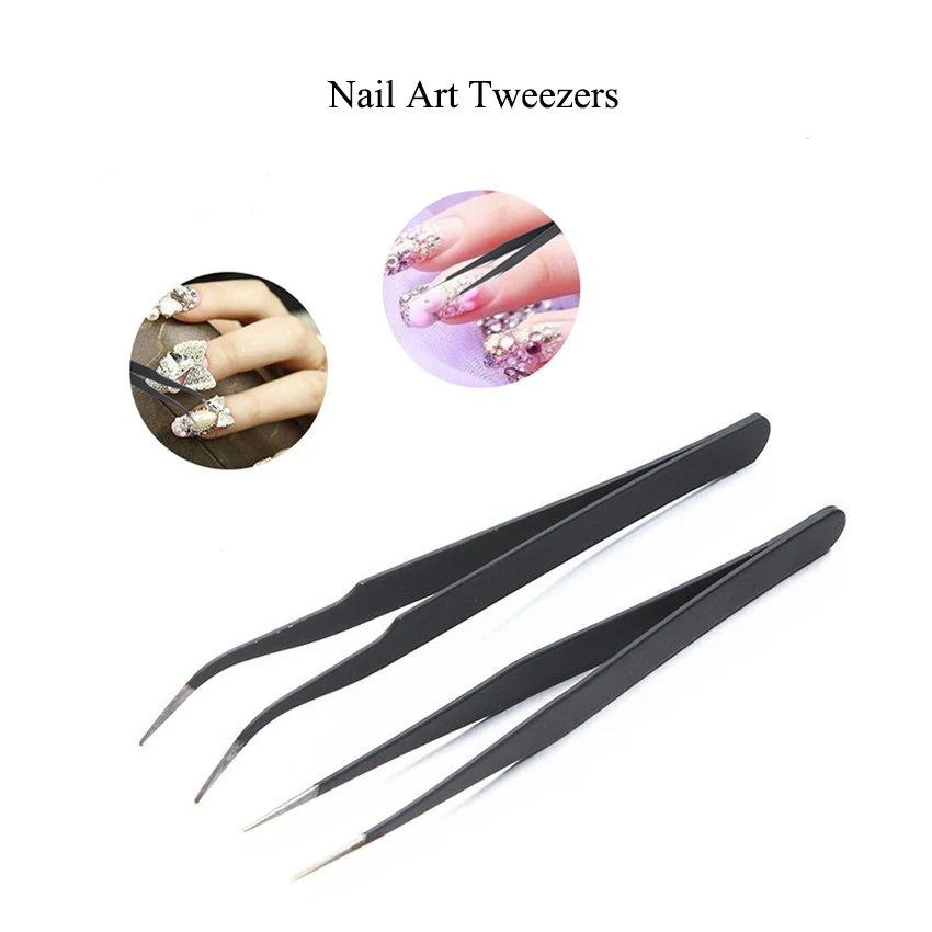 Thẳng/Cong Làm Đẹp Nhíp Móng Tay Nghệ Thuật Kẹp Làm Móng Tay Chân Nhíp Kẹp Trang Điểm Lông Mi Giả Nhíp Đựng Mỹ Phẩm Dụng Cụ
