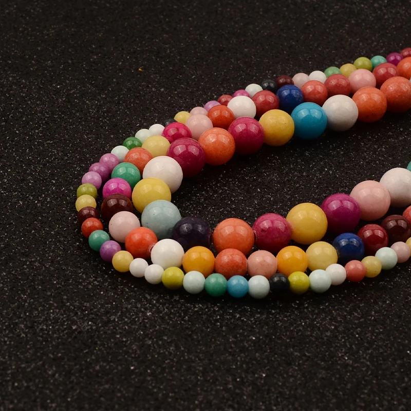 Natural Stone Mashan Jade Candy Color  Round Beads Round Loose Beads 15