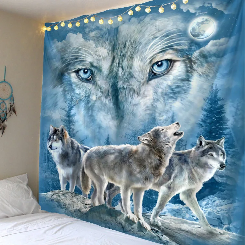 Wolf’s creative tapestry wall hanging decoration tiger lion pattern wall hangings home textile wall Bohemian decoration tapiz