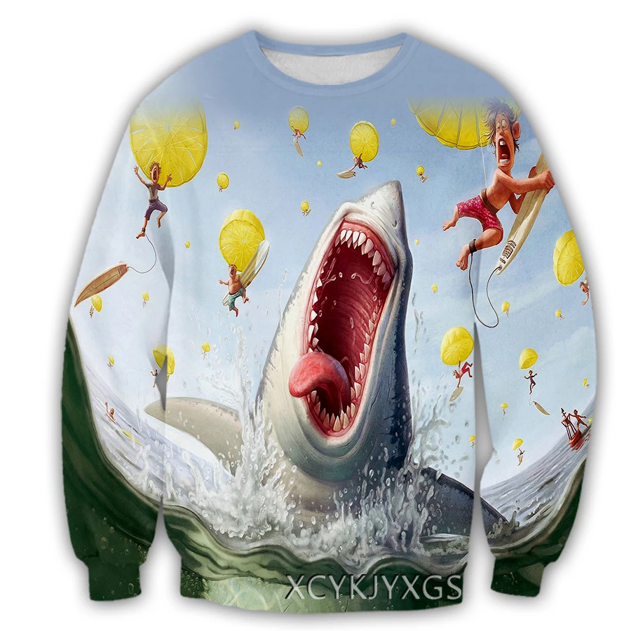 

xinchenyuan New Fashion Men/Women Ocean Animal Shark 3D Printed Long sleeve Clothing Casual Sport Streetwear Pullover S23