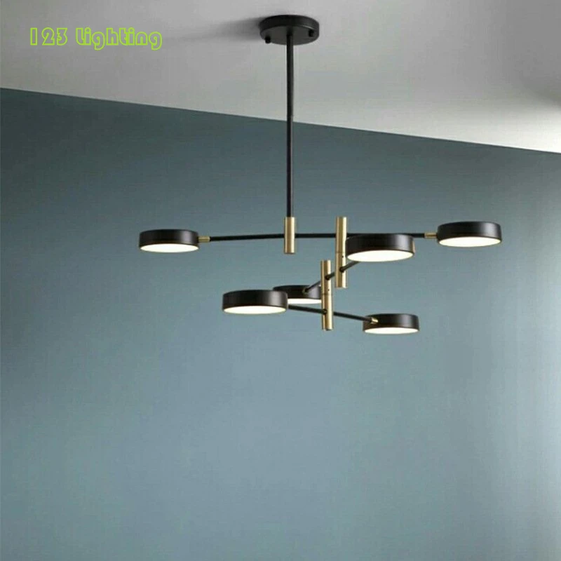 

Modern Rotatable LED Parlor Foyer Chandelier White Black Metal Dining room Bedroom Pendant lamp Loft Deco Home Lighting Fixtures