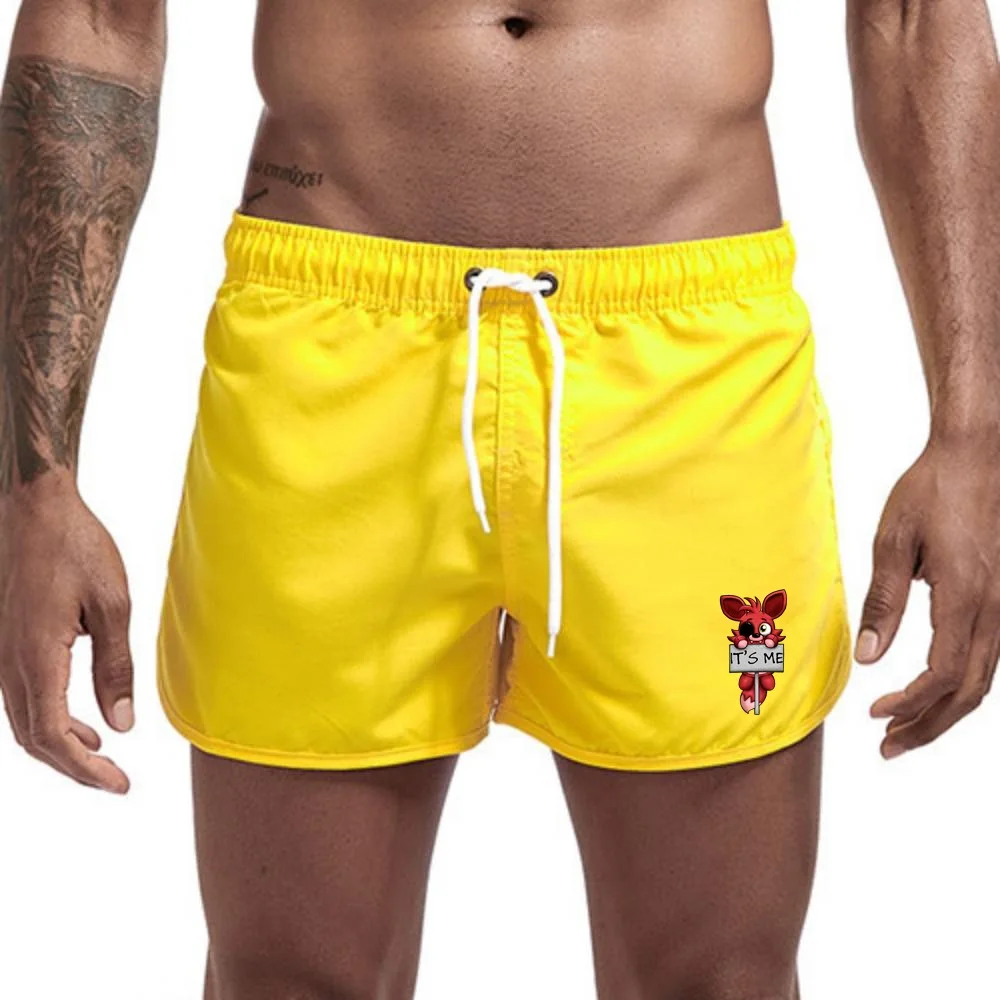 Quick-Dry Swimming Shorts Mens Swimwear Boy Swimsuit Trunks Boxer It\'s Me Kawaii FNAF Plush Foxy Surfing Board Bathing BeachWear