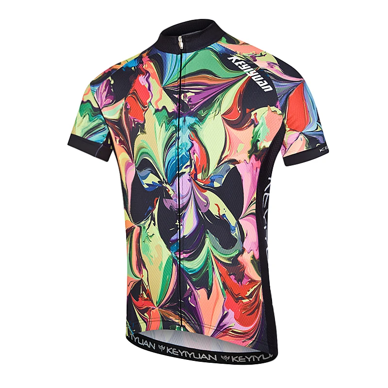 

KEYIYUAN Summer Men Cycling Jersey New Short Sleeve Cycle Clothing Breathable MTB Shirt Road Bike Sportswear Tops