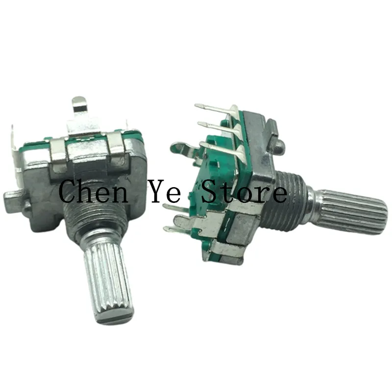 10pcs EC16 type encoder with push switch 24 positioning 24 pulse 5Pin sawtooth shaft 20MM digital rotary potentiometer