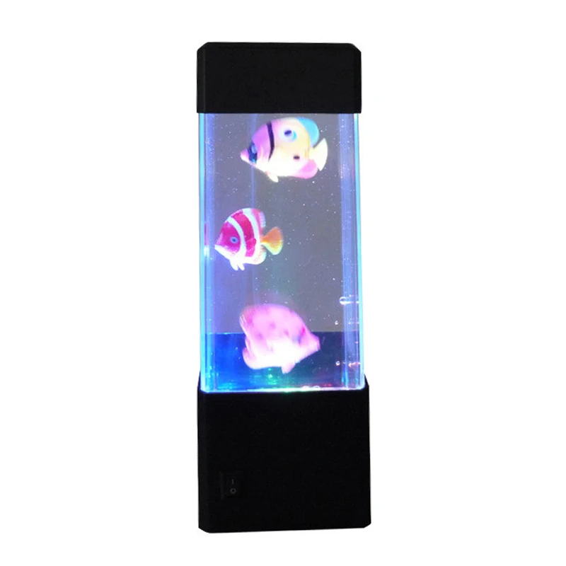 Led Night Light Jellyfish Tank Aquarium Style LED Lamp Sensory Autism Lava Lamp LED Desk Lamp Fish Colored Jelly Night Light