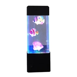 Led Night Light Jellyfish Tank Aquarium Style LED Lamp Sensory Autism Lava Lamp LED Desk Lamp Fish Colored Jelly Night Light