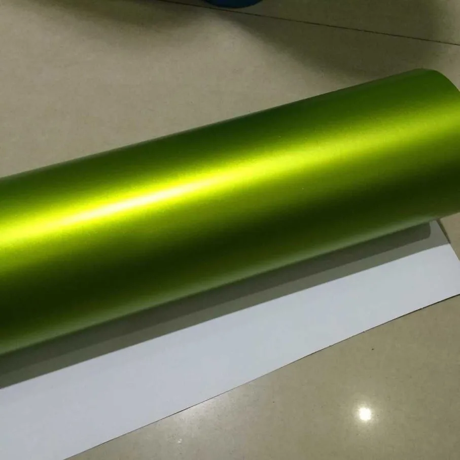 Premium quality Metallic Matte lime green satin Vinyl Wrap with Air Release Anthracite Car Wrap Foil size 10/20/30/40/50X152CM