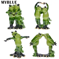 Nordic Home Room Decoration Accessories MYBLUE Kawaii Garden Animal Resin Couple Lovers Frog Wedding Figurine Miniatures Gift
