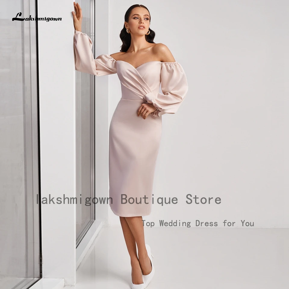 

Lakshmigown Vintage Bridal Dress Robe Satin Wedding Guest Dresses 2022 Puffy Long Sleeve Boho Wedding Dresses Off Shoulder
