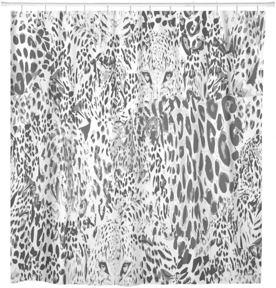 Safari Dreams Pattern Leopard Spots Animal Ethnic Collection Black Shower Curtain Waterproof Polyester Fabric 60 x 72 Inches Set