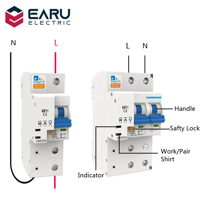 Imagem -03 - Ewelink-interruptor Inteligente Wi-fi com Aplicativo Tuya 1p 2p 10100a 220v Energia Kwh Medidor de Voltímetro Amperímetro Monitor de Voltagem