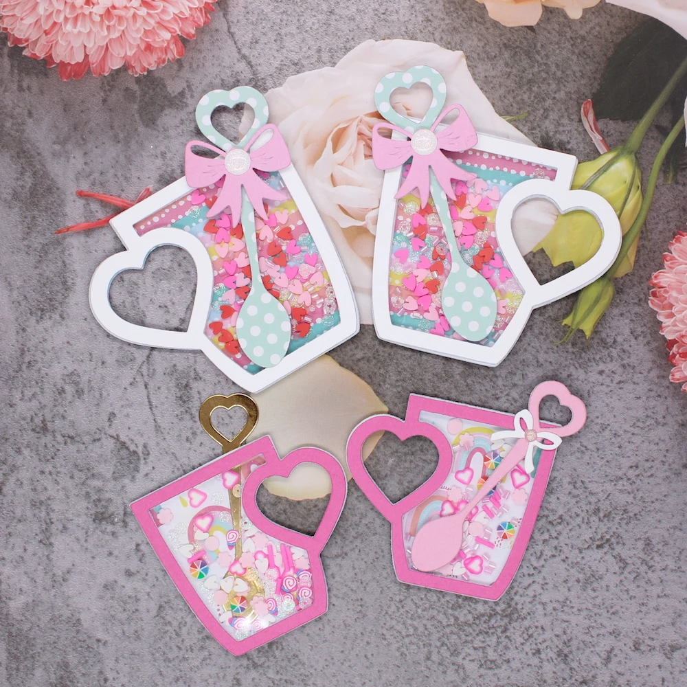 KSCRAFT Valentine Coffee Mug Shaker Metal Cutting Dies Stencils for DIY Scrapbooking Decorative Embossing DIY Paper Cards