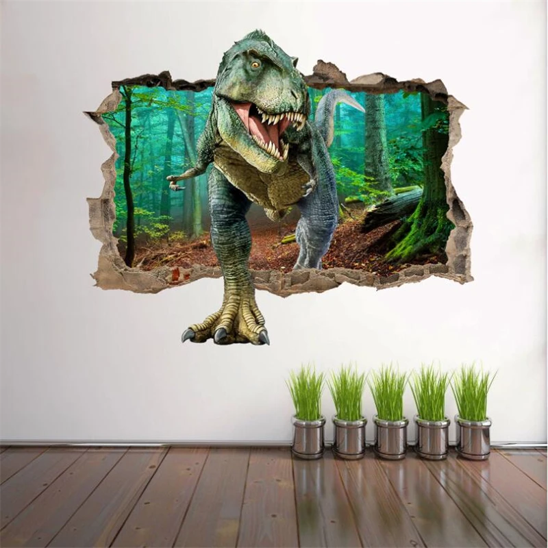 3D vivid  dinosaur wall sticker  home decoration jurassic period animal movie poster wall stickers for kids rooms