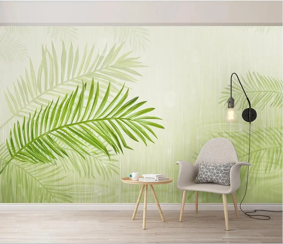 XUESU Wall covering professional custom wallpaper large mural fresh green plants watercolor leaves rural TV background wall