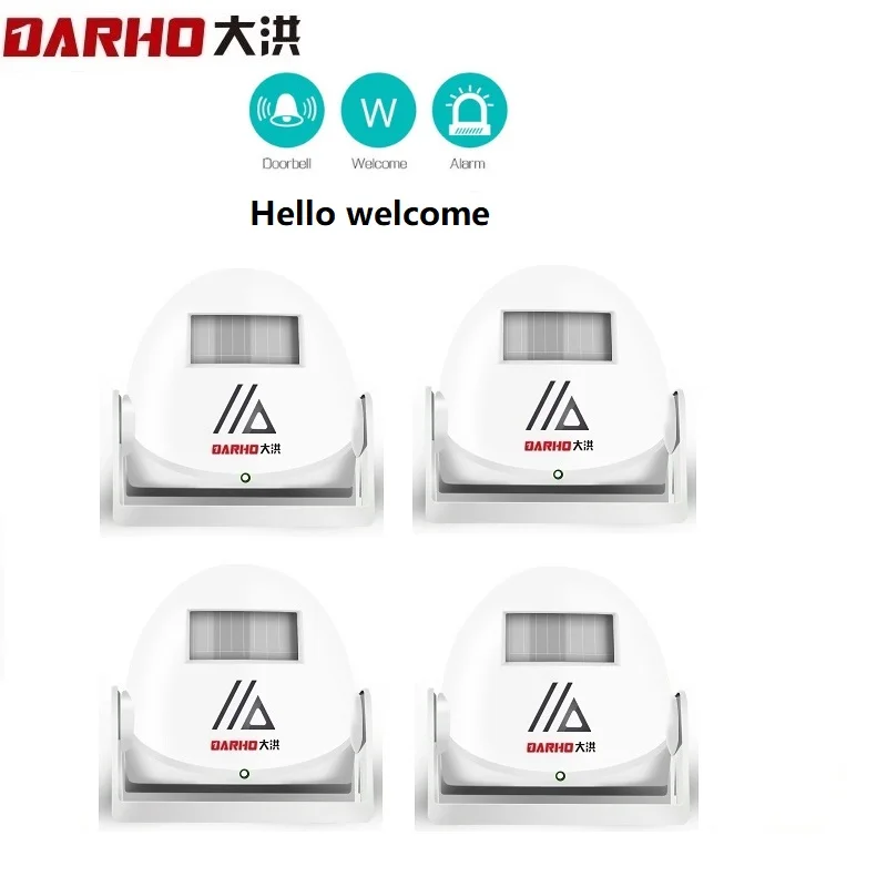 Darho 4pcs/lot Shop Store Visitor Customer  Ding-dong Hello Welcome Chime Entry Alert Entrance Alarm Greeting Warning Doorbell