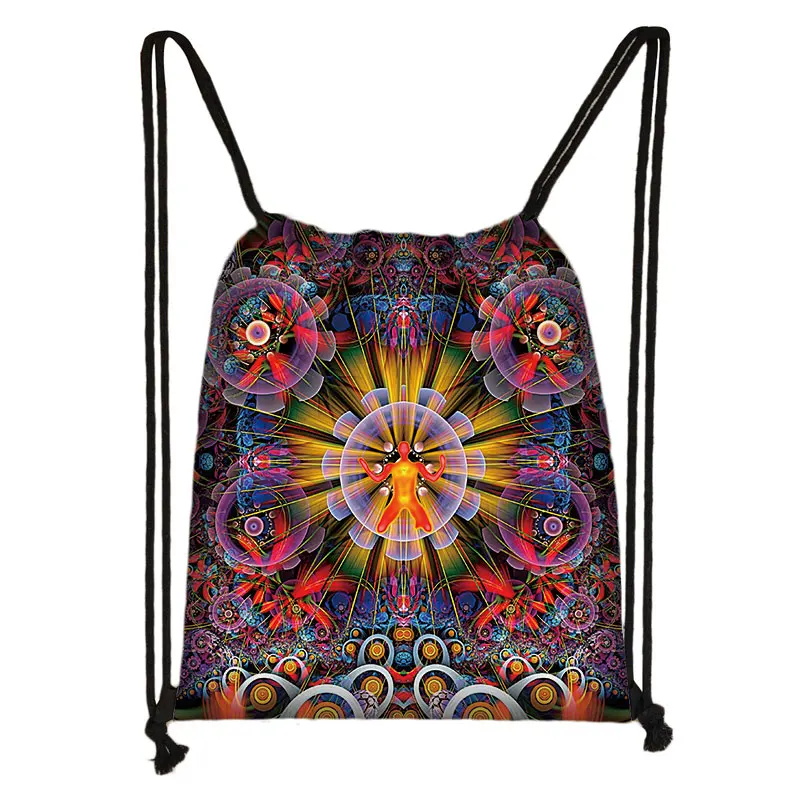 Mandala / Hamsa Fatima mano/Buddha Lotus Flower zaino donna borsa con coulisse borsa da viaggio per ragazze borsa da viaggio per donna