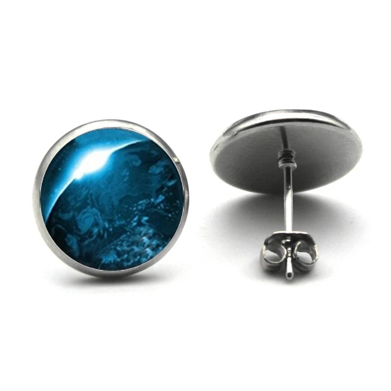 Fashion Galaxy Nebula Stud Earrings Outer Space Ear Studs Astronomy Jewelry Nebula Glass Dome universe Earrings For Women