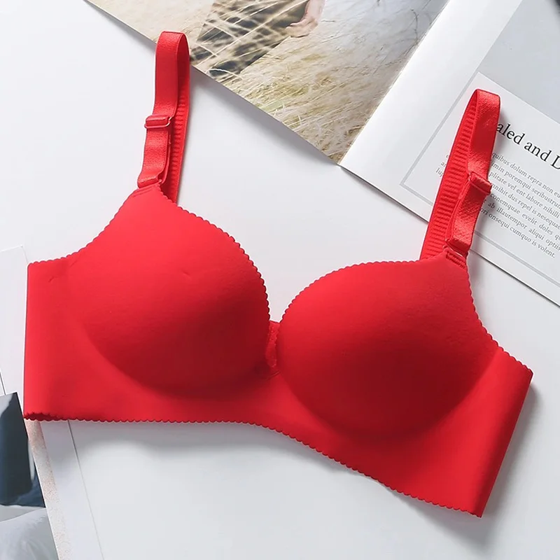 Sexy Wireless Bras for Women Push Up Lingerie Seamless Red Bra Bralette Brassiere Female Underwear Plunge Lntimates Lingerie