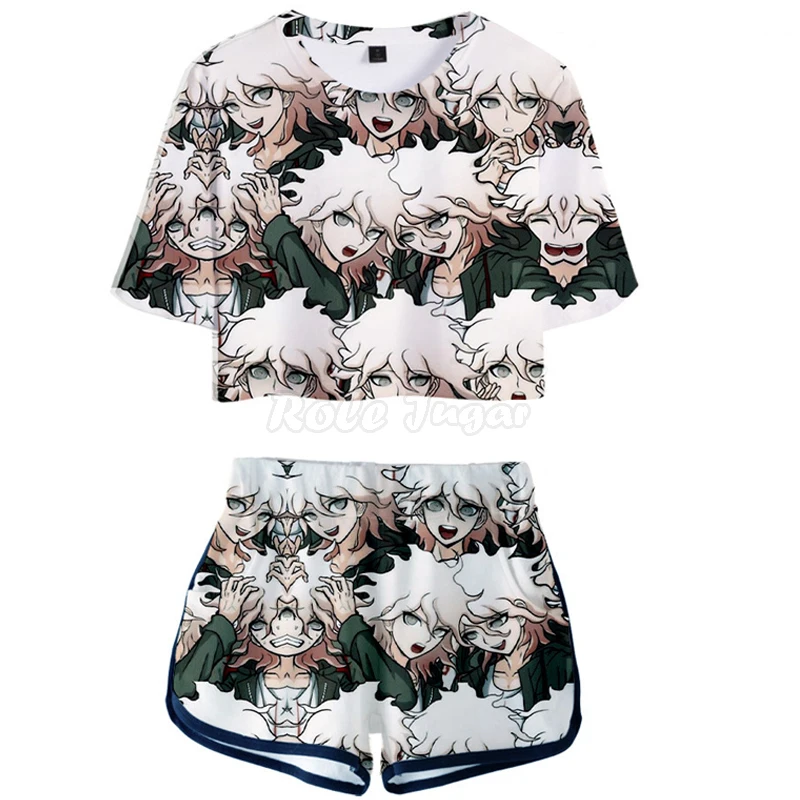 Giappone Anime ragazzi ragazze Danganronpa Nagito Komaeda abbigliamento sportivo Costume Cosplay estate stampa 3D T-shirt + pantaloncini tuta C30M234