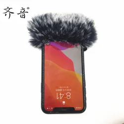 Outdoor Artificial Fur Vento Telefone Capa, Telefone Mic, Gravação Microfone, pára-brisas Muff para iPhone 7, 8, X, XE, 11, 12, Xiaomi, Huawei