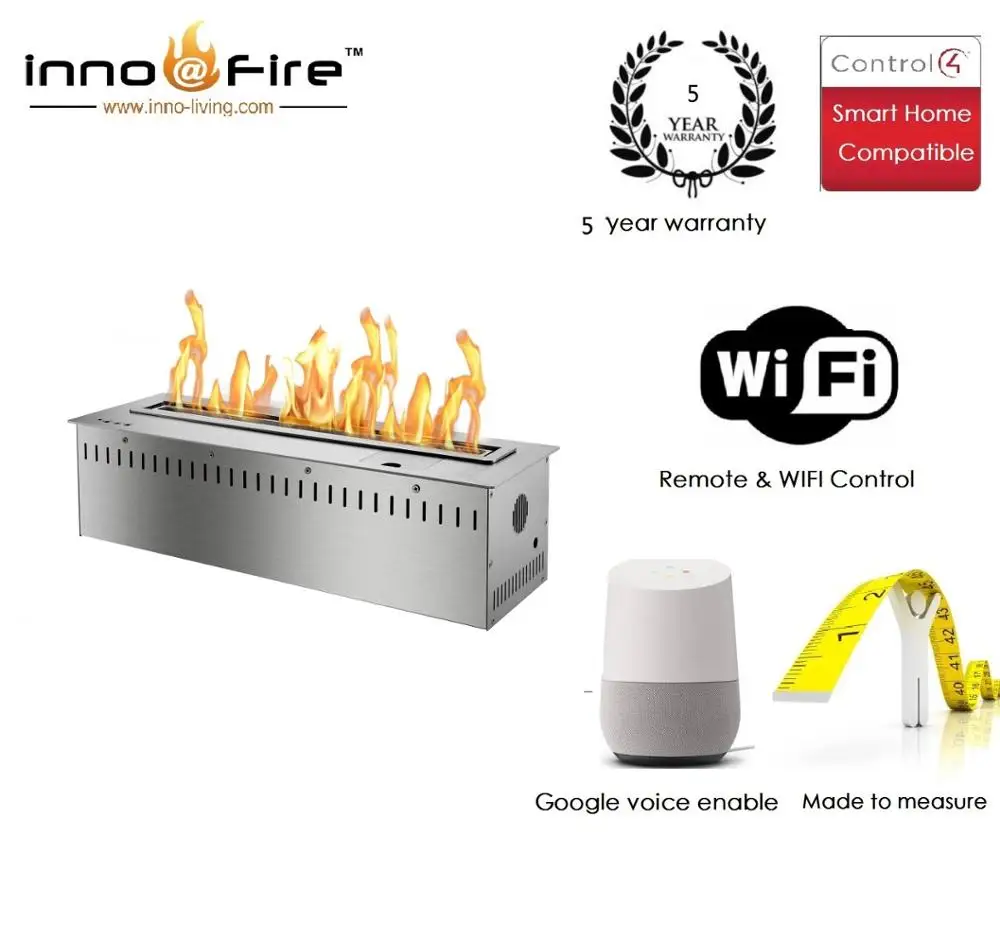 Inno-Fire 18 inch silver or black wifi real fire intelligent indoor auto bio ethanol fireplace insert