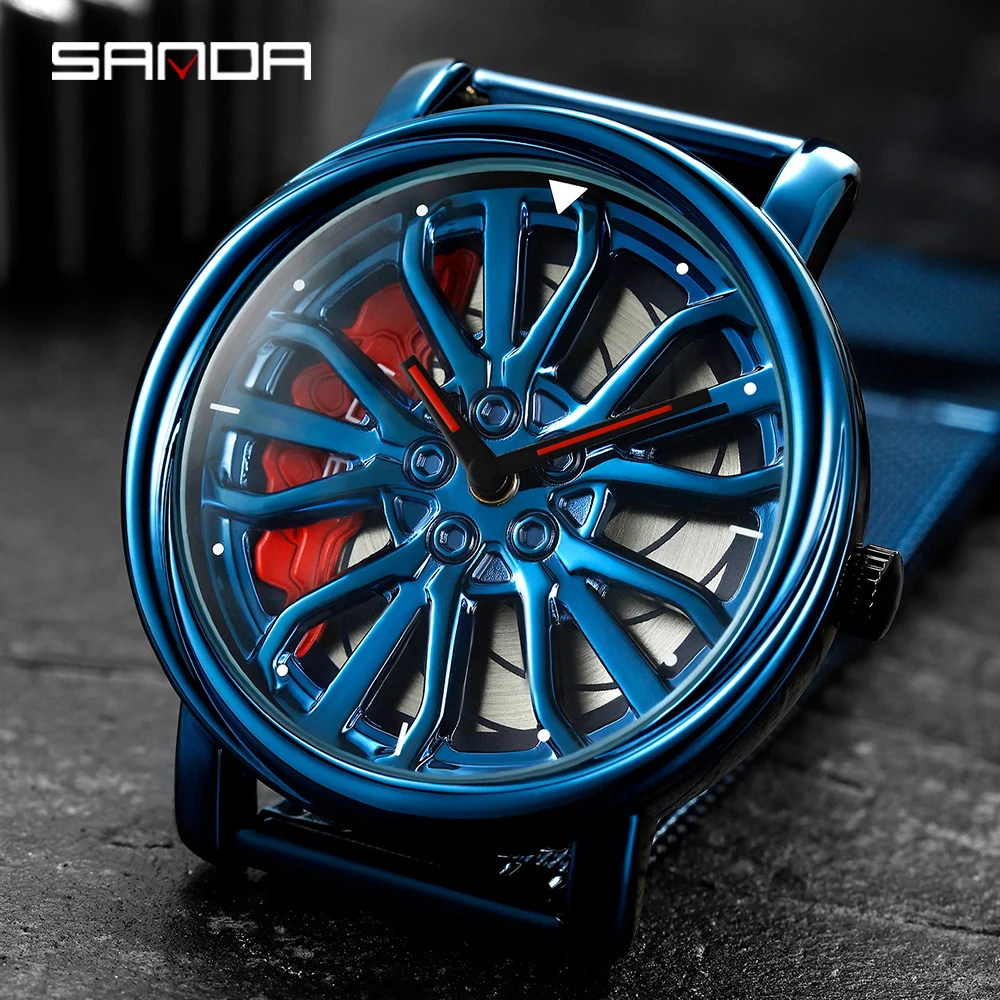 Sanda Top Brand Men Wristwatch Luxury Fashion Watch Military Quartz Watch Wheel Series Dial Waterproof Watch Relogio Masculino
