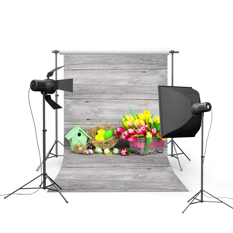 

Easter eggs backgrounds tulip basket photo vinyl baby photography backdrops of child photographer studio props fotografia GE-075