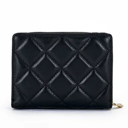 4 colors 100% Sheepskin Genuine Leather Women Short Wallet Fashion Luxury Multifunction Card Holder Zipper Female Coin Purse