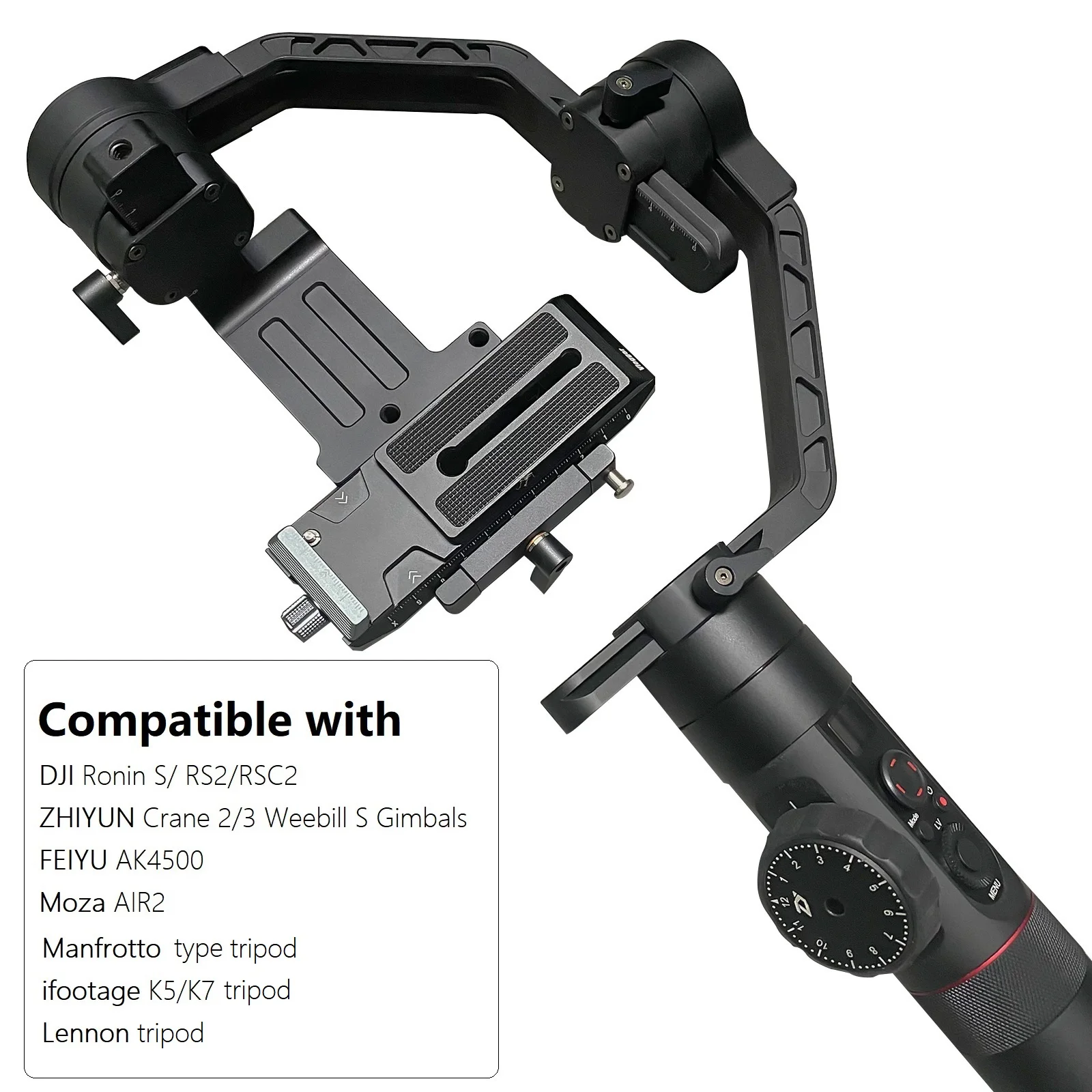 Placa de liberação rápida com furos roscas 1/4 ", tipo arca de 38mm para dji ronin s/rs2/rsc2 zhiyun guindaste