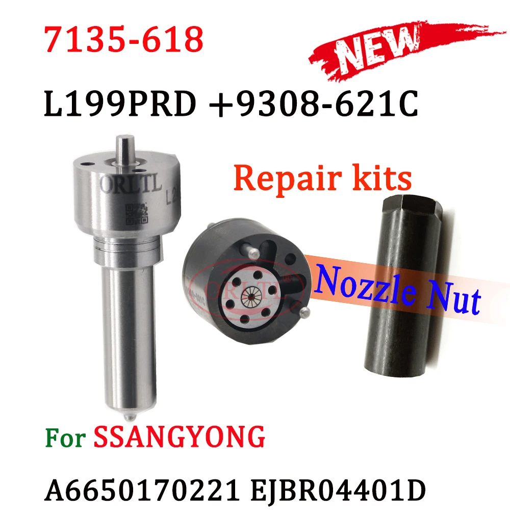 ORLTL A6650170221 Diesel Injector Repair Kits 7135-618 Nozzle L199PRD L199PBD 9308-621C for Ssangyong EJBR04401D EJBR04401Z